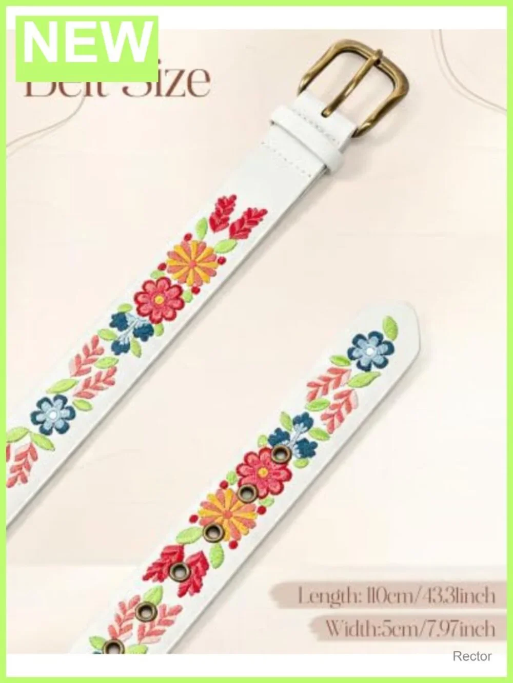 Embroidered Faux Leather Floral Belt for Women Dresses